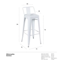 Kit 2 banquetas altas para bancada Iron Tolix com encosto 76 cm – Branco