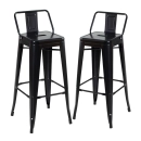 Kit 2 banquetas altas para bancada Iron Tolix com encosto 76 cm – Preto Semibrilho