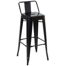 Kit 2 banquetas altas para bancada Iron Tolix com encosto 76 cm – Preto Semibrilho