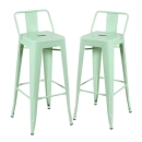Kit 2 banquetas altas para bancada Iron Tolix com encosto 76 cm – Verde claro