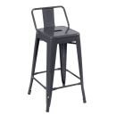 Kit 2 banquetas médias para bancada Iron Tolix com encosto 66 cm – Cinza Escuro