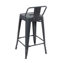 Kit 2 banquetas médias para bancada Iron Tolix com encosto 66 cm – Cinza Escuro