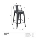 Kit 2 banquetas médias para bancada Iron Tolix com encosto 66 cm – Cinza Escuro