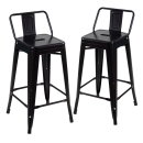 Kit 2 banquetas médias para bancada Iron Tolix com encosto 66 cm – Preto