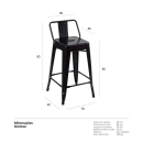 Kit 2 banquetas médias para bancada Iron Tolix com encosto 66 cm – Preto