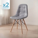 Kit 2 Cadeiras de jantar Charles Eames Eiffel Botonê Estofada - Cinza escuro