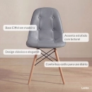 Kit 2 Cadeiras de jantar Charles Eames Eiffel Botonê Estofada - Cinza escuro
