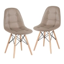 Kit 2 Cadeiras de jantar Charles Eames Eiffel Botonê Estofada - Nude