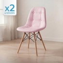 Kit 2 Cadeiras de jantar Charles Eames Eiffel Botonê Estofada - Rosa claro