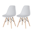 Kit 2 Cadeiras de jantar Charles Eames Eiffel DSW em Polipropileno - Cinza claro