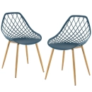 Kit 2 Cadeiras de jantar Clarice Cloe com design contemporâneo - Azul petróleo