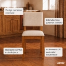 Kit 2 Cadeiras de jantar Estofada Verona Laráz com estrutura em madeira 25 mm