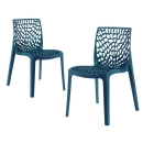 Kit 2 Cadeiras de jantar Gruvyer com design contemporâneo e anatômico - Azul petróleo