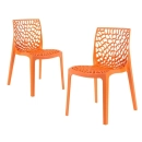 Kit 2 Cadeiras de jantar Gruvyer com design contemporâneo e anatômico - Laranja