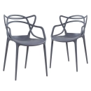 Kit 2 Cadeiras de jantar Master Allegra Design Moderno em Polipropileno - Cinza escuro
