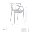 Kit 2 Cadeiras de jantar Master Allegra Design Moderno em Polipropileno - Cinza escuro