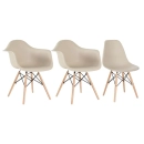Kit 2 cadeiras Eames DAW com braços + 1 cadeira Eiffel DSW - Nude