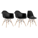 Kit 2 cadeiras Eames DAW com braços + 1 cadeira Eiffel DSW - Preto