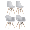 Kit 2 cadeiras Eames DAW com braços + 2 cadeiras Eiffel DSW - Cinza claro
