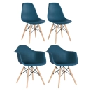 Kit 2 cadeiras Eames Daw com braços + 2 cadeiras Eiffel Dsw Kit Azul petróleo