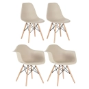 Kit 2 cadeiras Eames DAW com braços + 2 cadeiras Eiffel DSW - Nude