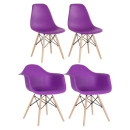 Kit 2 cadeiras Eames DAW com braços + 2 cadeiras Eiffel DSW Roxo