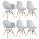 Kit 2 cadeiras Eames DAW com braços + 4 cadeiras Eiffel DSW - Cinza claro