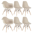 Kit 2 cadeiras Eames DAW com braços + 4 cadeiras Eiffel DSW - Nude