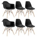 Kit 2 cadeiras Eames DAW com braços + 4 cadeiras Eiffel DSW - Preto