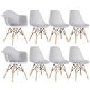 Kit 2 cadeiras Eames DAW com braços + 6 cadeiras Eiffel DSW - Cinza claro