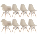 Kit 2 cadeiras Eames DAW com braços + 6 cadeiras Eiffel DSW - Nude