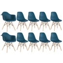 Kit 2 cadeiras Eames Daw com braços + 8 cadeiras Eiffel Dsw - Azul petróleo