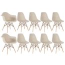 Kit 2 cadeiras Eames DAW com braços + 8 cadeiras Eiffel DSW - Nude