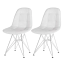 Kit 2 Cadeiras estofada Charles Eames Eiffel Botonê DKR com pés de metal cromado - Cinza claro