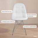 Kit 2 Cadeiras estofada Charles Eames Eiffel Botonê DKR com pés de metal cromado - Cinza claro