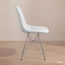 Kit 2 Cadeiras estofada Charles Eames Eiffel Botonê DKR com pés de metal cromado - Cinza claro