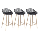 Kit 3 Banquetas alta para bancada Clarice Cloe com base de metal - Preto