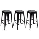 Kit 3 Banquetas alta para bancada Iron Tolix 76 cm - Preto semibrilho