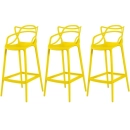 Kit 3 Banquetas alta para bancada Master Allegra em Polipropileno 78 cm - Amarelo