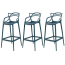 Kit 3 Banquetas alta para bancada Master Allegra em Polipropileno 78 cm - Azul petróleo