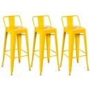 Kit 3 banquetas altas para bancada Iron Tolix com encosto 76 cm – Amarelo