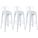 Kit 3 banquetas altas para bancada Iron Tolix com encosto 76 cm – Branco