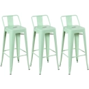 Kit 3 banquetas altas para bancada Iron Tolix com encosto 76 cm – Verde Claro