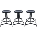 Kit 3 banquetas altas para cozinha industrial York com banco giratório - Preto