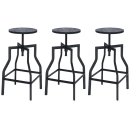 Kit 3 banquetas altas retro para bancada industrial Turner - Preto