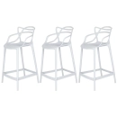 Kit 3 Banquetas média para bancada Master Allegra em Polipropileno 66 cm - Branco