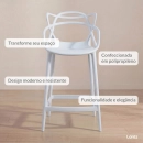 Kit 3 Banquetas média para bancada Master Allegra em Polipropileno 66 cm - Branco