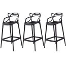 Kit 3 Banquetas média para bancada Master Allegra em Polipropileno 66 cm - Preto