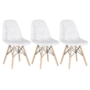 Kit 3 Cadeiras de jantar Charles Eames Eiffel Botonê Estofada – Branco