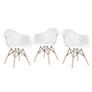 Kit 3 Cadeiras de jantar Charles Eames Eiffel DAW em Polipropileno - Branco